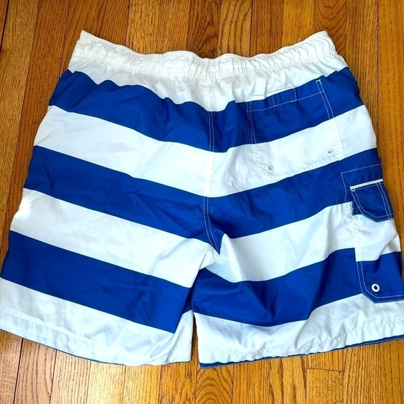 Merona Blue and White Mens Swim Trunks Swimsuit Size XL 40/42 - Picture 3 of 3